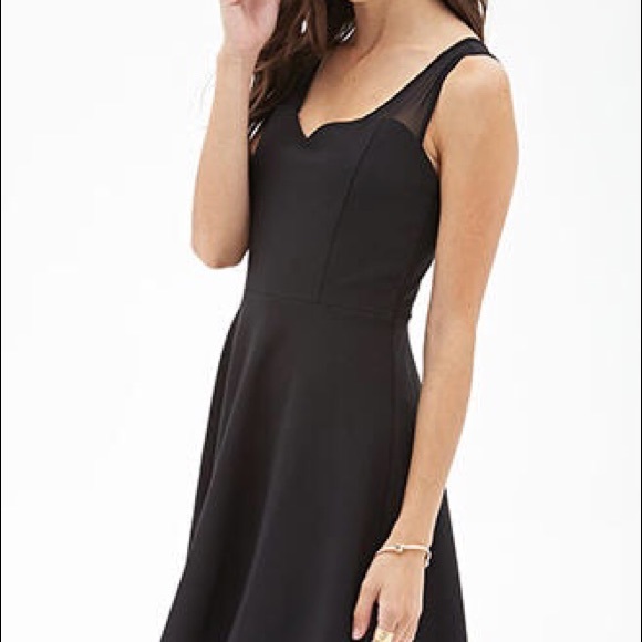Forever 21 Dresses Black Dress With Mesh Straps Poshmark